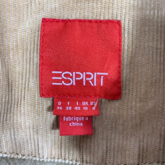 Esprit retro tan corduroy belted light weight elbow patches Jacket size 6 - Picture 2 of 13